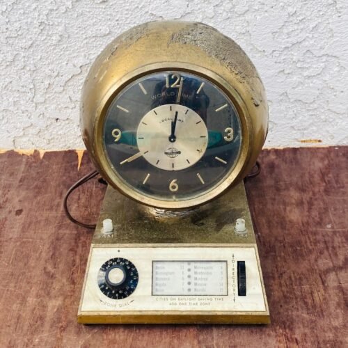 Vintage World Time Zone Globe Clock, Presidential by Zonemaster, 1950s Desk Item