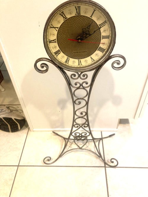 Vintage Wrought Iron Scroll Floor Clock