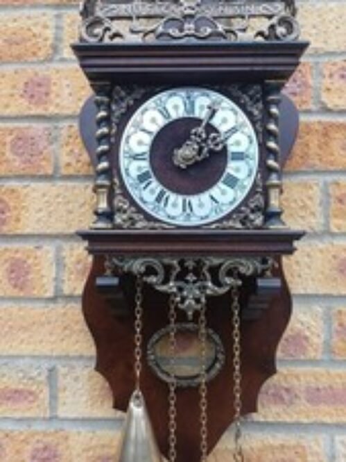 Vintage Zaanse Zaandam 8 Day Dutch Atlas Wall Clock. Spares Or Repairs.