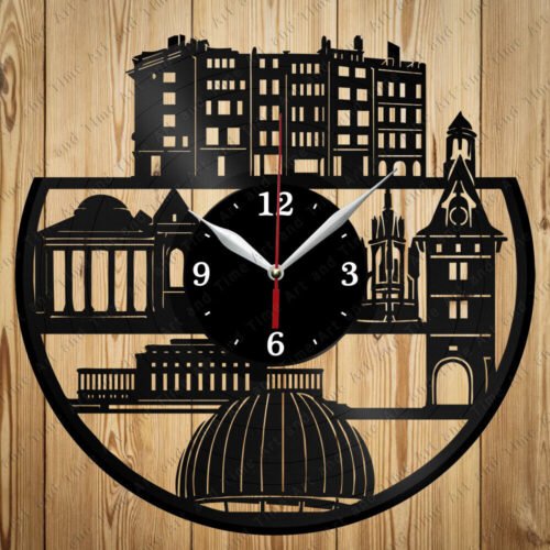 Vinyl Clock Geneva Skyline Vinyl Record Clock Handmade Original Gift 7087