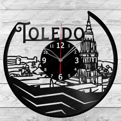 Vinyl Clock Toledo Skyline Vinyl Record Wall Clock Home Art Decor Handmade 6805