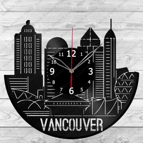 Vinyl Clock Vancouver Skyline Record Wall Clock Home Art Decor Handmade 6838