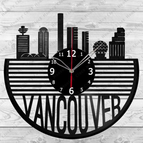 Vinyl Clock Vancouver Skyline Record Wall Clock Home Art Decor Handmade 6839