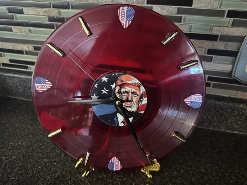 vinyl record wall clock Featuring Trump