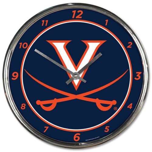 Virginia Cavaliers Clock Round Wall Style Chrome