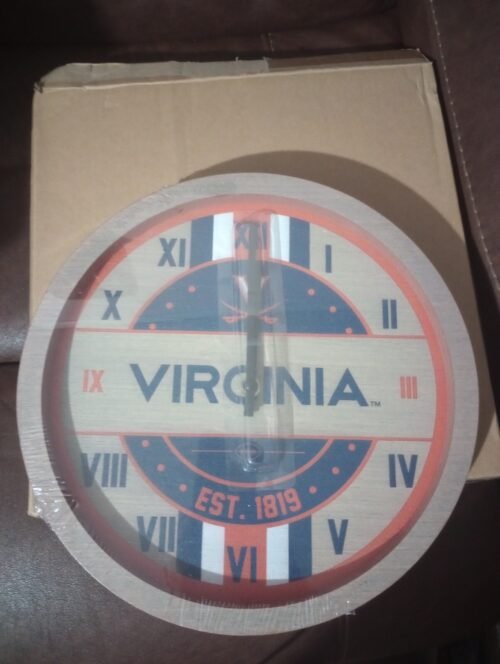 Virginia Cavaliers Navy Blue & Orange College Battery Powered Wall Clock 11.5in
