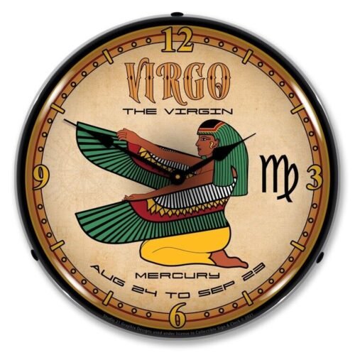 Virgo, Zodiac Sign, Lighted Backlit LED Wall Clock Free Shipping