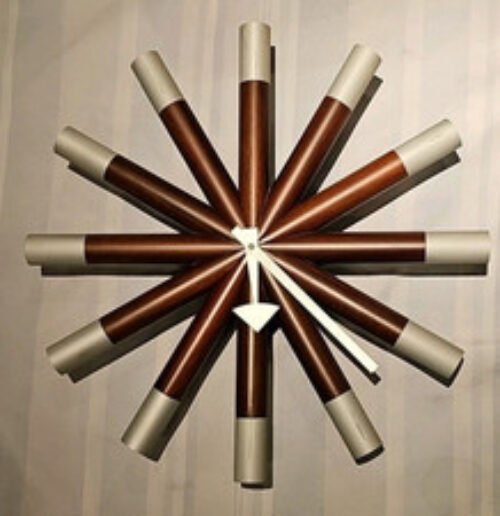 Vitra George Nelson Wheel Wall Clock in Walnut Aluminum Authentic as pictured