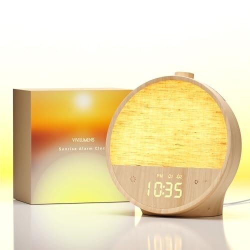 Vivilumens Sunrise Alarm Clock, Gentle Wake-Up Light, Dual Alarms, Natural
