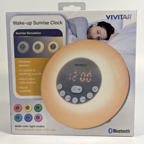 Vivitar Wake Up Sunrise Clock, Wireless Speaker, Nature Sounds, Multicolor Light