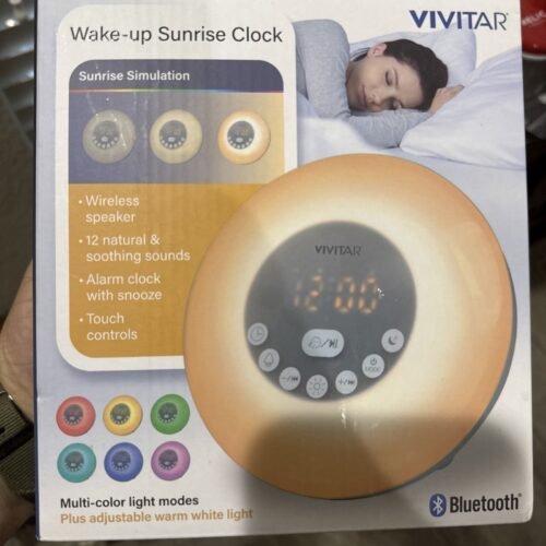 Vivitar Wake Up Sunrise Clock, Wireless Speaker, Nature Sounds, Multicolor Light