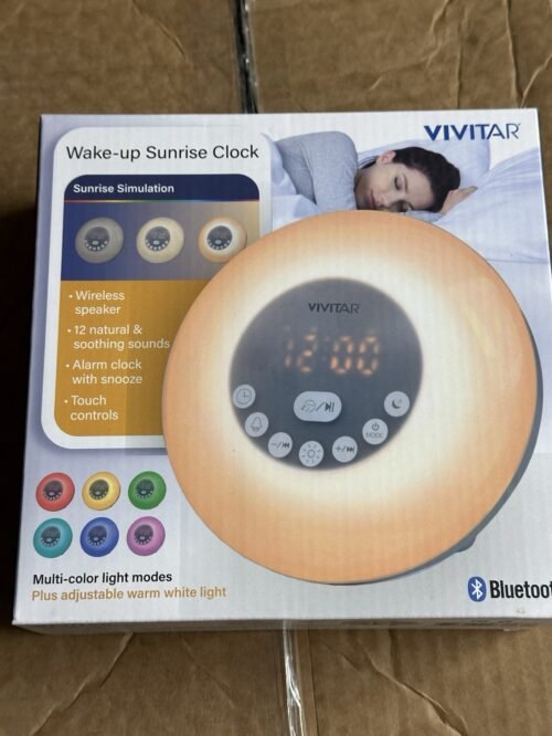 Vivitar Wake Up Sunrise Clock, Wireless Speaker, Nature Sounds, Multicolor Light