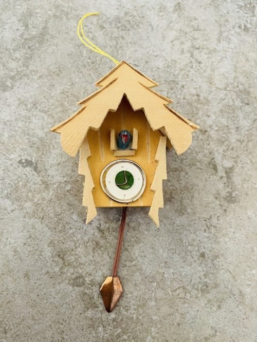 Vntage Christmas Ornament Steibach Germany Bird House Cuckoo Clock Wood