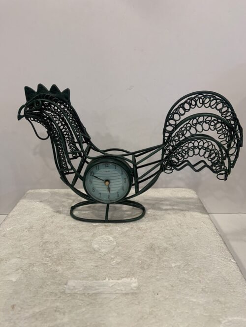 Vntg Green Rooster Kitchen Clock By Timex Metal Tested 1970’s RARE See Photos