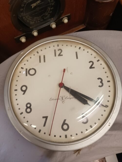 Vnt Large Industrial School Factory Wall Clock Curved Glass Face Metal Housing
