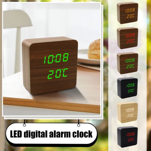 Voice-controlled LED Digital Alarm Clocks Radio-wave Atomic Clock W/Temperature