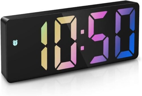Voice Control Digital Clock LED Alarm, Electronic Temperature Display 12/24H