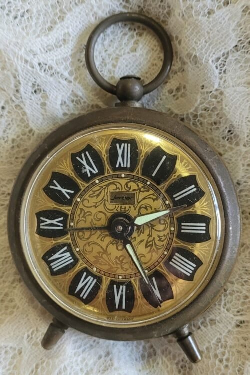 VTG 1940's "Jerger" Ornate Personal Alarm Clock Germany Filigree
