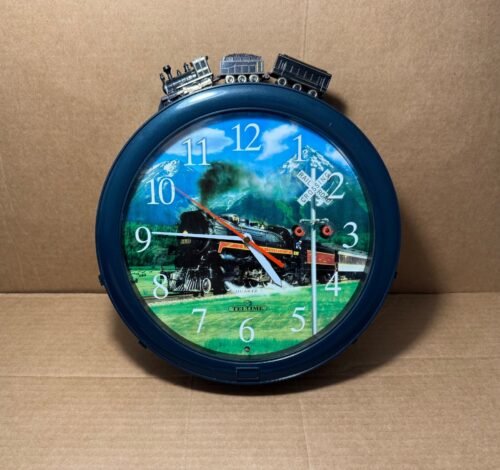 VTG 1995 TelTime American Pacific Rail Road Steam Train Wall Clock READ DESC