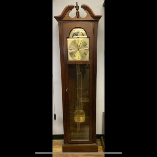 VTG 1996 Ridgeway Model #9412 Hand Carved Mahogany Wood 78" Grandfather Clock