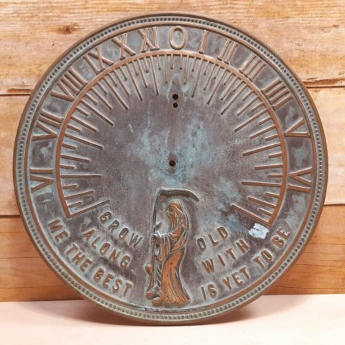 VTG 1997 Brass Sundial 10" Grow Old With Me Garden Decor Father Time Weathered