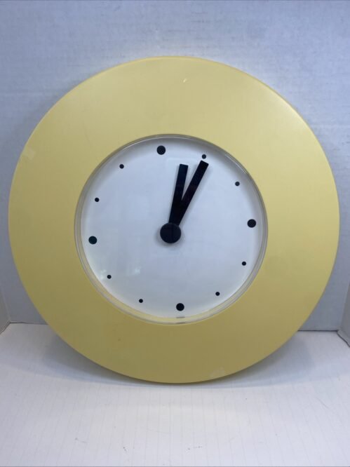 Vtg 1999 Ikea TAJMA Memphis Style Wall Clock Yellow 14.75" Post Modern Works