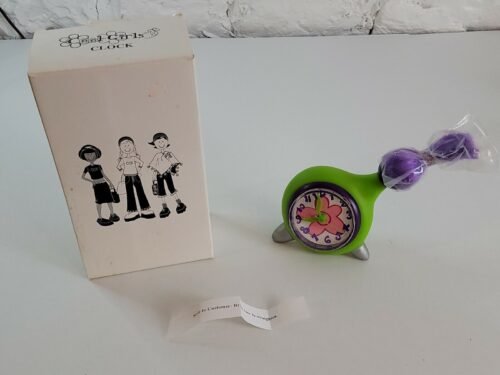 Vtg 2000 Avon Girls Retro Alarm Clock "Cool Girls Clock" Green w/Purple Hair NIB