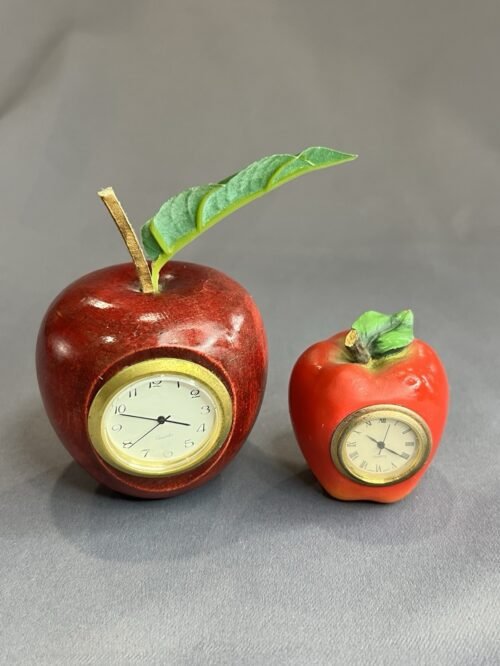 VTG 2 Vintage Apple Desk Clocks- Quartz Untested Decrotive Fruit- Japan