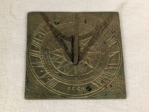 Vtg 5.5" PAN Solid Brass Sundial 1661 ~ Only Count Your Sunny Houres