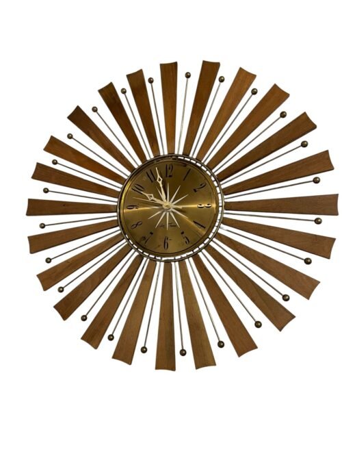 Vtg 60s Retro Starburst Wall Clock Seth Thomas Sunburst Mid Century Modern