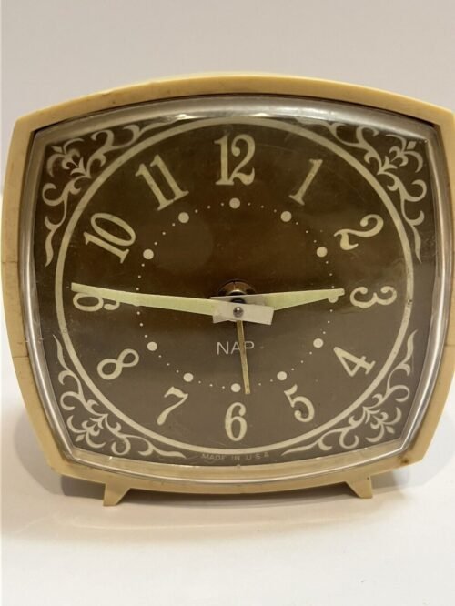 VTG 70s Wind Up Mechanical Alarm Clock Westclox Nap Cream 3 X 3 Works