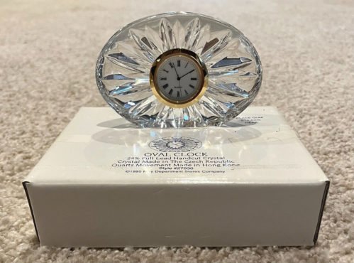 VTG 90s Royal Limited Crystal Oval Clock Fireplace Mantel Decoration