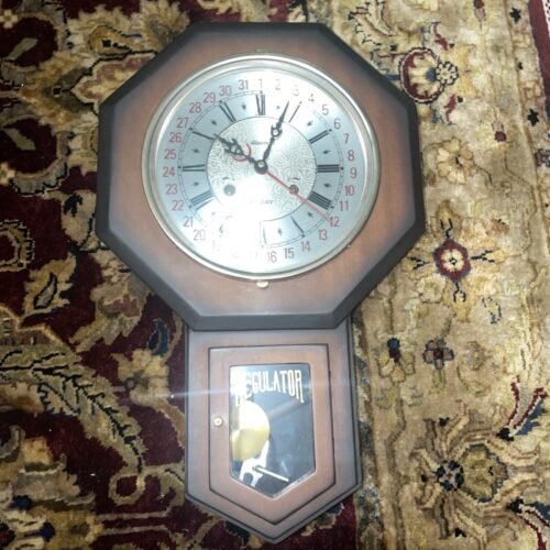 VTG ALARON 31 Day Regulator Wall Clock Wind Up Key Pendulum C23RG Chimes