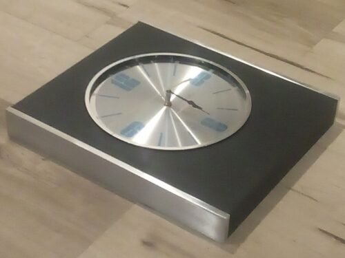 Vtg. Art Deco Sunbeam Wall Clock Silver & Blue Battery Operated Tested Works