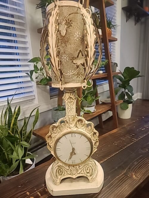 VTG Art Deco Table Lamp Clock Hollywood Regency French United Corp Model 933