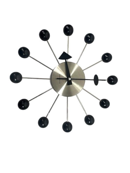 vtg Atomic Howard Miller George Nelson Inspired Ball Wall Clock Brushed Nickel