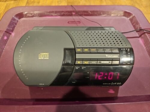 Vtg Audiovox Alarm Clock Digital Radio Black CD-112 AM/FM WORKS GREAT