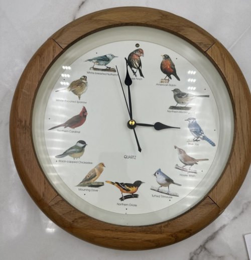 VTG Bird Song Wall Clock Mark Feldstein Real Wood Frame 13 inch Bird Songs Works
