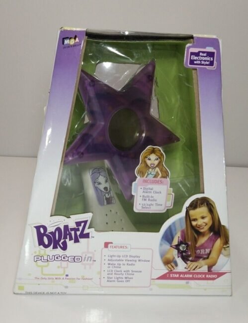 VTG Bratz Plugged in Purple Star alarm clock lighted Display New Old Stock