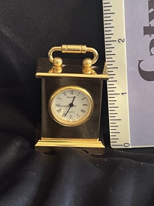 Vtg Bulova #B0503 Musette Miniature Mantel Desk Lantern Clock Brass- No Battery