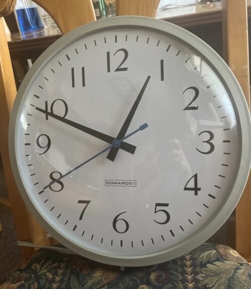 Vtg Edwards Large Industrial School Factory Wall Clock Curved Face Tested Works!