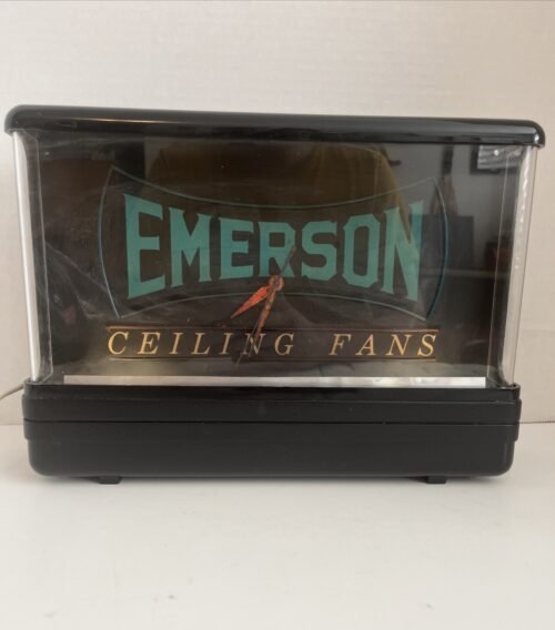 VTG EMERSON CEILING FANS Light Clock Display Sign Advertising 13x9.5” HTF RARE!