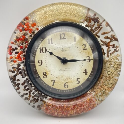 Vtg First Time Manufactory Spice Clock 8" Resin Kitchen Wall Decor Cloves Pepper