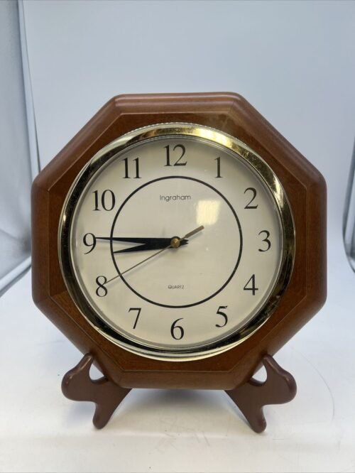 VTG Ingraham Wall Clock Light Oak Wood Octagon Wooden Clock Ingraham Wall Clock
