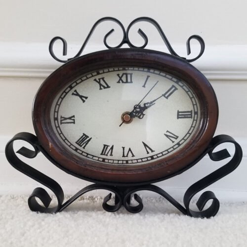 VTG~Iron~Scroll~Table~Mantel~Clock