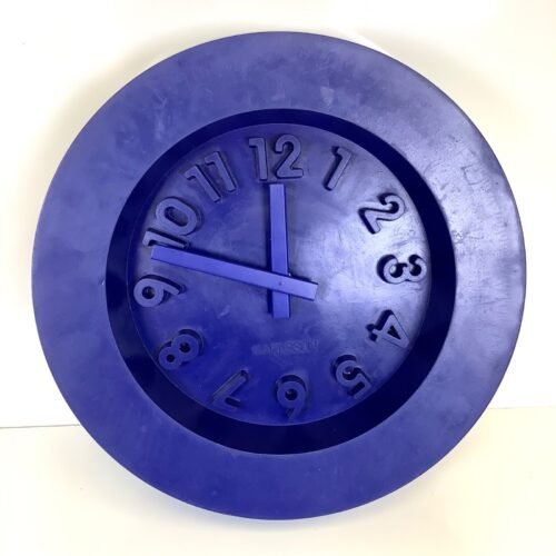 Vtg Karlsson All Blue Rubber Mid Century Modern Retro MCM Wall Clock * TESTED