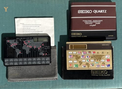 VTG Lot SEIKO DA711K & YJ30 World Time Talking Voice Travel Alarm Clock UNTESTED