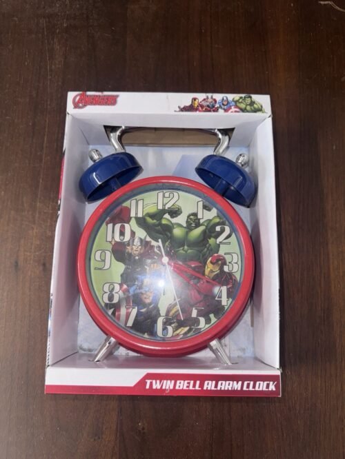Vtg MARVEL COMICS TWIN BELL ALARM CLOCK NOS Hulk Iron Man Thor Captain America