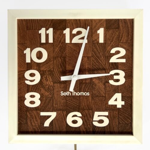 VTG MCM Seth Thomas Square Wall Clock 1976 "The Cookmate" Plugs In & Works Great