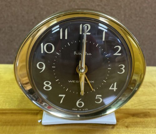 Vtg MCM Westclox Big Ben Wind Up Alarm Clock Made USA Gold Trim Clean Works GC